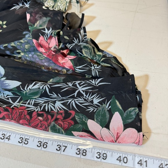 Dress Forum Dress Medium Pleated Floral Button Cottage Wedding V Neck Chiffon - Picture 12 of 15